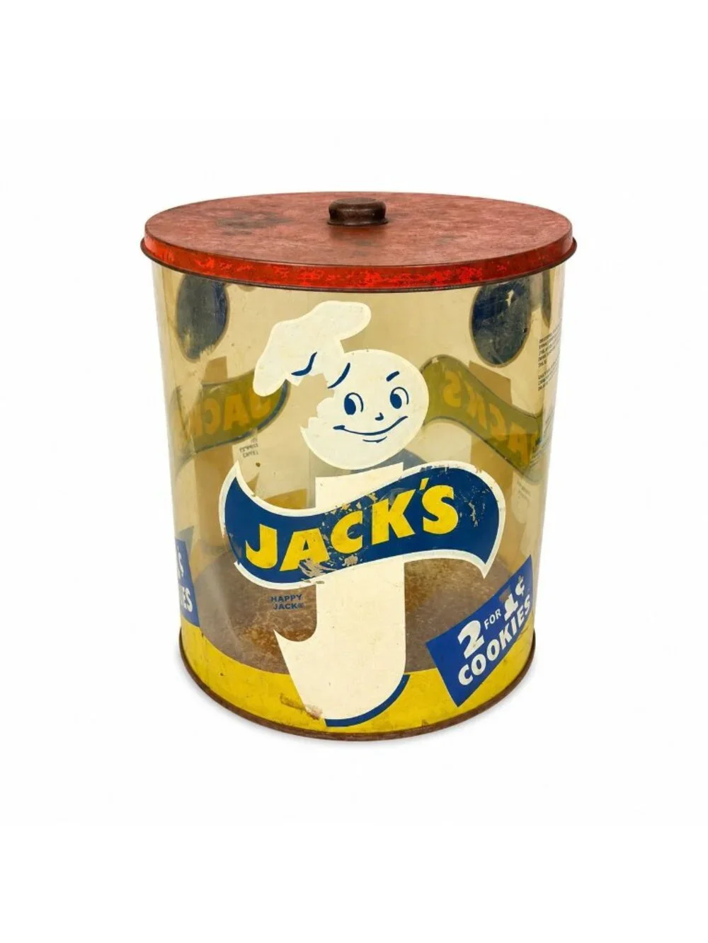 Store Display Bulk Container Jar Happy Jack's Cookie Company Plastic 2 for 1 Cen